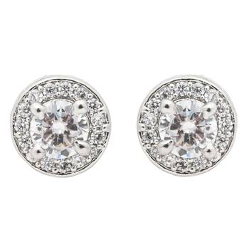 silver plated cubic zirconia american diamond chain pendent necklace with earrings set  4