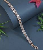 stylish rose gold plated cubic zirconia american diamond adjustable bracelet for women 
