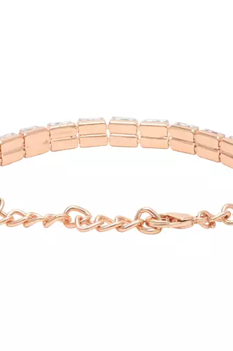stylish rose gold plated cubic zirconia american diamond adjustable bracelet for women 