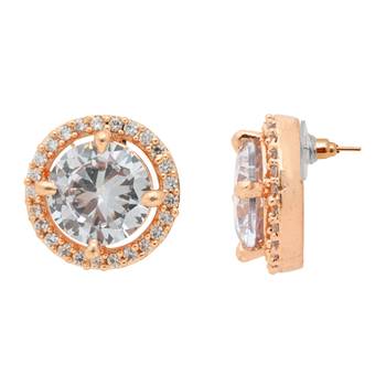 rose gold plated cubic zirconia american diamond chain pendent necklace with earrings set  5