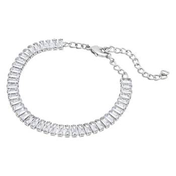 stylish silver plated cubic zirconia american diamond adjustable bracelet for women  3