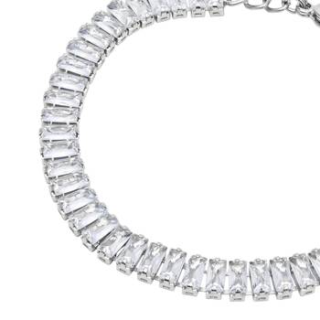 stylish silver plated cubic zirconia american diamond adjustable bracelet for women  4
