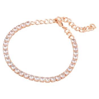 stylish rose gold plated cubic zirconia american diamond adjustable bracelet for women  3