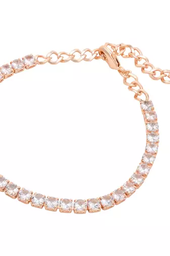 stylish rose gold plated cubic zirconia american diamond adjustable bracelet for women 
