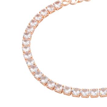 stylish rose gold plated cubic zirconia american diamond adjustable bracelet for women  4