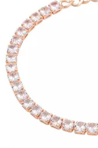 stylish rose gold plated cubic zirconia american diamond adjustable bracelet for women 