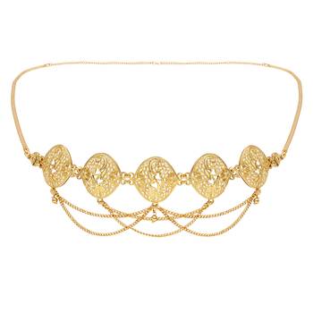 gold plated traditional multi layered adjustable boho waist chain/belly chain/kamarband  4