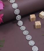 silver plated traditional floral kundan & pearl sheeshphool matha patti sheeshpatti for women