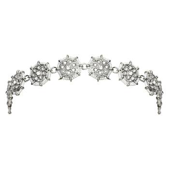 silver plated traditional floral kundan & pearl sheeshphool matha patti sheeshpatti for women  2