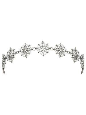 silver plated traditional floral kundan & pearl sheeshphool matha patti sheeshpatti for women  2
