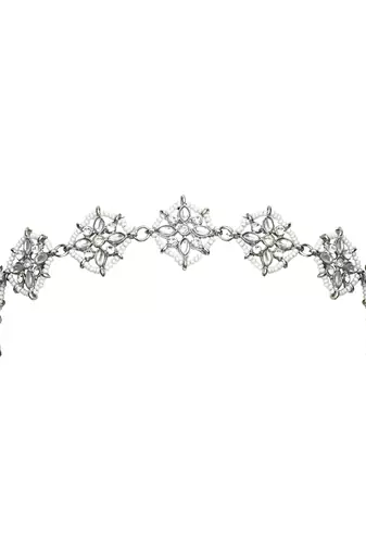 silver plated traditional floral kundan & pearl sheeshphool matha patti sheeshpatti for women 