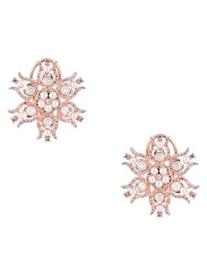 stylish latest fashion rose gold plated cubic zirconia american diamoand earrings for women  2