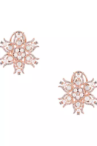 stylish latest fashion rose gold plated cubic zirconia american diamoand earrings for women 
