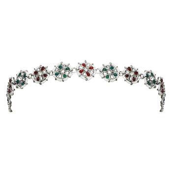silver plated traditional floral kundan pearl rajasthani sheeshphool matha patti/sheeshpatti  2