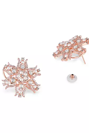 stylish latest fashion rose gold plated cubic zirconia american diamoand earrings for women 