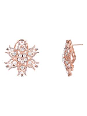 stylish latest fashion rose gold plated cubic zirconia american diamoand earrings for women  4
