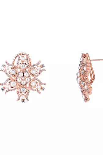 stylish latest fashion rose gold plated cubic zirconia american diamoand earrings for women 