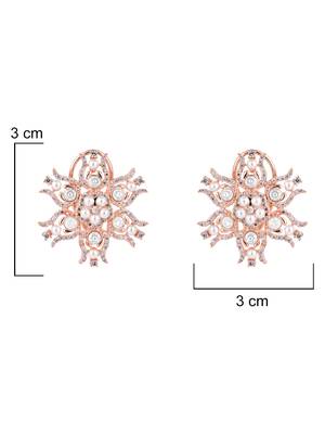 stylish latest fashion rose gold plated cubic zirconia american diamoand earrings for women  5