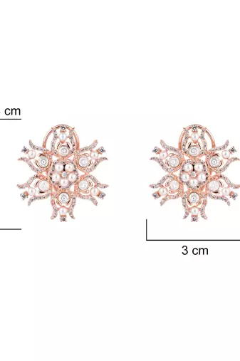 stylish latest fashion rose gold plated cubic zirconia american diamoand earrings for women 