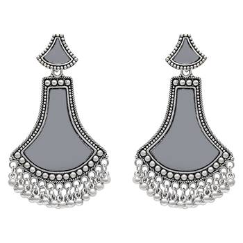traditional oxidised teardrop shaped dangle earrings for women  2