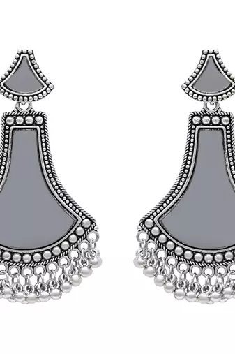 traditional oxidised teardrop shaped dangle earrings for women 