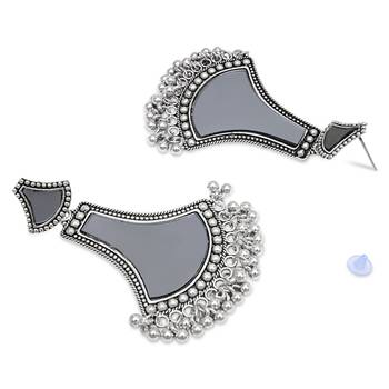 traditional oxidised teardrop shaped dangle earrings for women  3