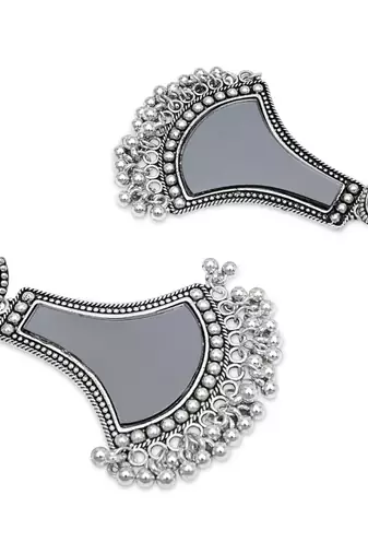 traditional oxidised teardrop shaped dangle earrings for women 