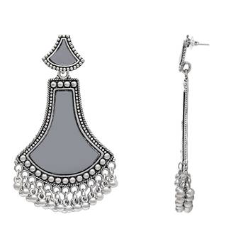 traditional oxidised teardrop shaped dangle earrings for women  4