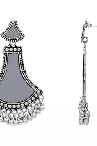 traditional oxidised teardrop shaped dangle earrings for women 