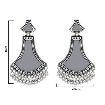 traditional oxidised teardrop shaped dangle earrings for women  5