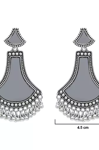 traditional oxidised teardrop shaped dangle earrings for women 