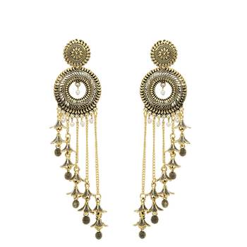 traditional lightweight multi layered dangle jhumka earrings for women  2