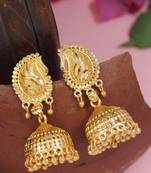 gold plated traditional lightweight jhumka earrings for women 