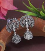 ethnic silver oxidised afghani jhumka earrings for women 