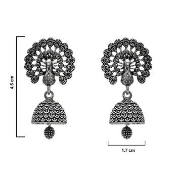ethnic silver oxidised afghani jhumka earrings for women  4
