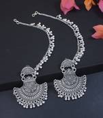 silver oxidised traditional afghani ghungroo hair chain/ear chain accessories with hook for women