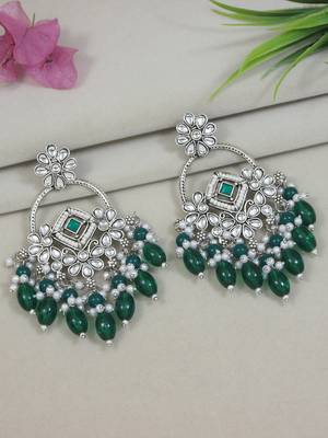 traditional kundan & pearl chandbali dangle earrings for women  1