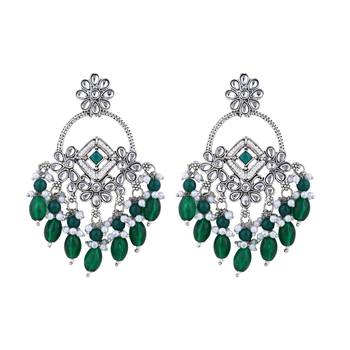 traditional kundan & pearl chandbali dangle earrings for women  2