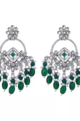 traditional kundan & pearl chandbali dangle earrings for women 