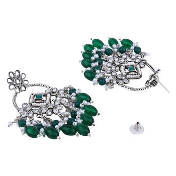 traditional kundan & pearl chandbali dangle earrings for women  3