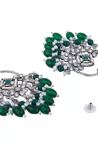 traditional kundan & pearl chandbali dangle earrings for women 