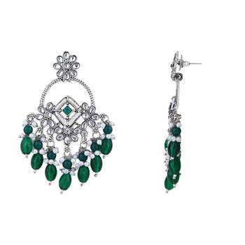traditional kundan & pearl chandbali dangle earrings for women  4