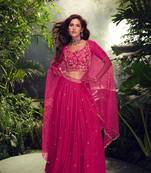 Pink Embroidery Sequins Chinon Silk Lehnga with Blouse