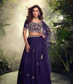 Purple Embroidery Sequins Chinon Silk Lehnga with Blouse