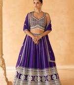 Purple Embroidery Sequins Georgette Lehnga with Blouse