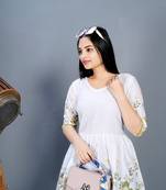 White cotton printed peplum top 