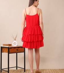women   s red ruffle mini dress spaghetti party western short sleeveless