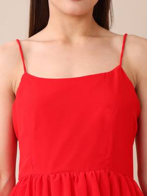 women   s red ruffle mini dress spaghetti party western short sleeveless 3