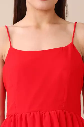 women   s red ruffle mini dress spaghetti party western short sleeveless
