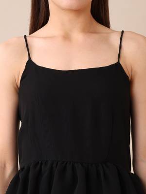 women   s black ruffle mini dress|spaghetti party western short sleeveless 5